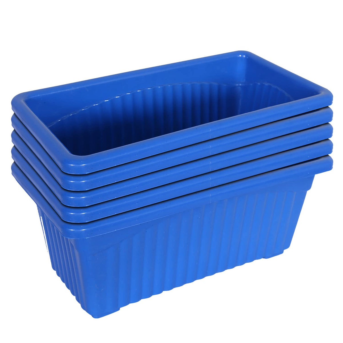 Kuber Industries Rectangular Jupiter Plastic Window Pot|Flower Planter for Home & Balcony,Garden 14 Inches Pack of 5 (Blue)