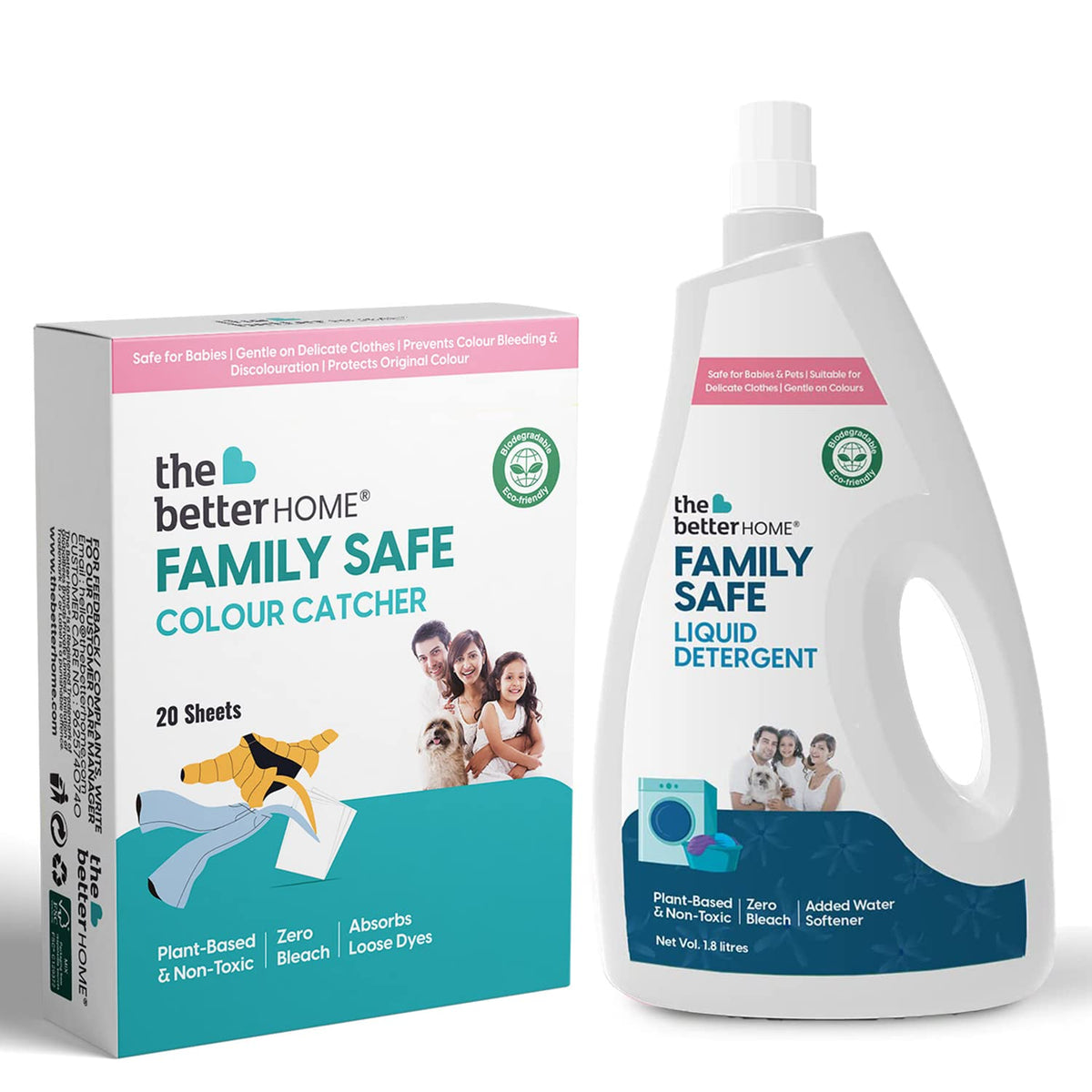 The Better Home Laundry Liquid Detergent 1.8 Litres | Liquid Detergent and Colour Catcher Sheets For Front & Top Load Washing Machine
