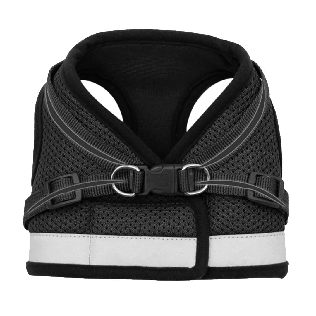 Kuber Industries Dog Chest Harness with Nylon Leash I No Pull, Soft Padded and Breathable Dog Vest I Adjustable, Reflective I Easy Control Dog Chest Belt I (XS, Black)