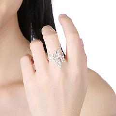 Yellow Chimes Beauty-in-Leaves Silver Ring for Women & Girls
