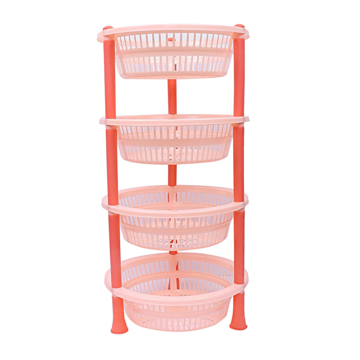 Kuber Industries Plastic 4 Layer Multi-Purpose Kitchen Storage Basket Rack (Beige)-Ctktc13208