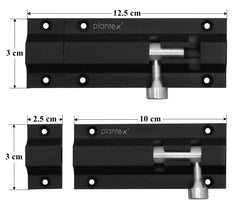Plantex 4-inches Long Latch Lock for Door and Windows - Black (Pack of 1)