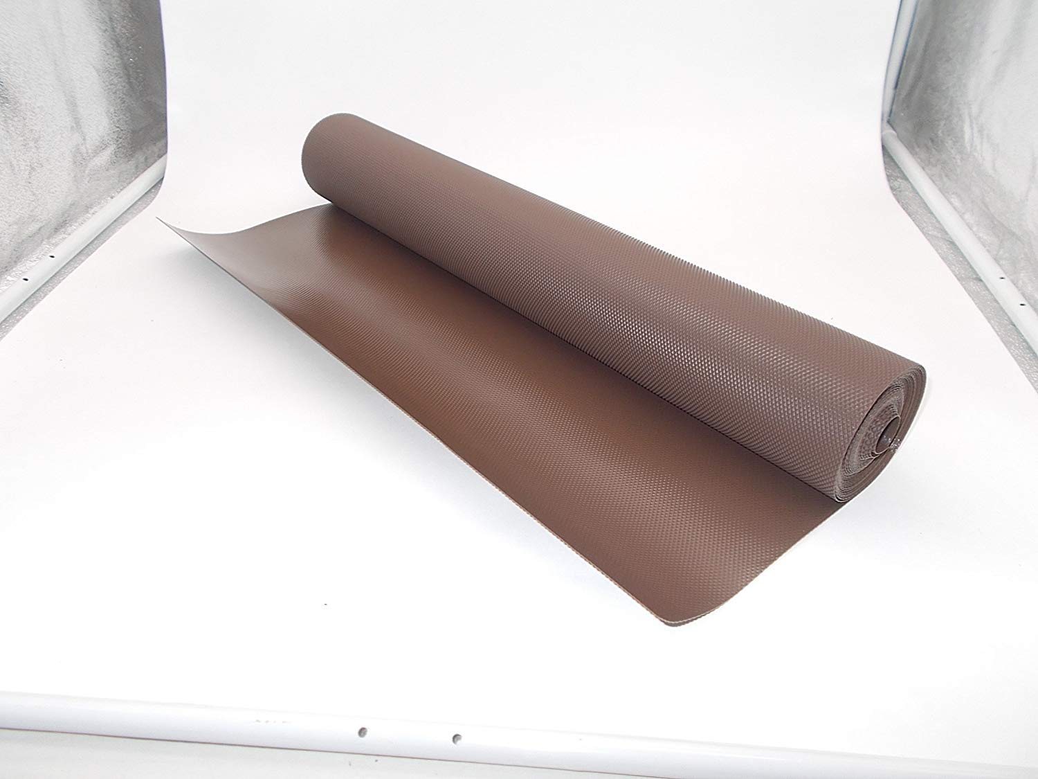 Kuber Industries Multipurpose Textured Super Strong Anti-Anti Skid Mats and Liners for Drawer, Refrigerator, Cupboard, Shelf, Cabinet, Wardrobe, Fridge and Dining - Size 45X500cm (5 Meter Roll, Brown)