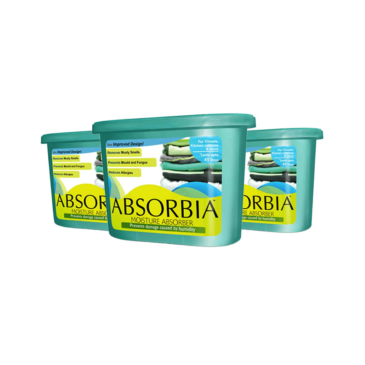 Absorbia Moisture Absorber | Absorbia Classic (300 gms X 3 boxes)- Family Pack of 3 | Absorption Capacity 600ml Each|Dehumidier for Wardrobe etc| Fights Against Moisture, Mould, Fungus & Musty smells…