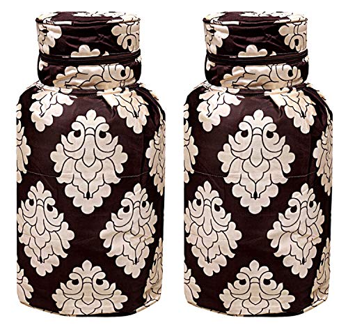 Kuber Industries Polyester Dust-Water Proof LPG Gas Cylinder Cover (Brown)-Pack of 2-KUBMART15482 (Model Number: KUBMART015482)