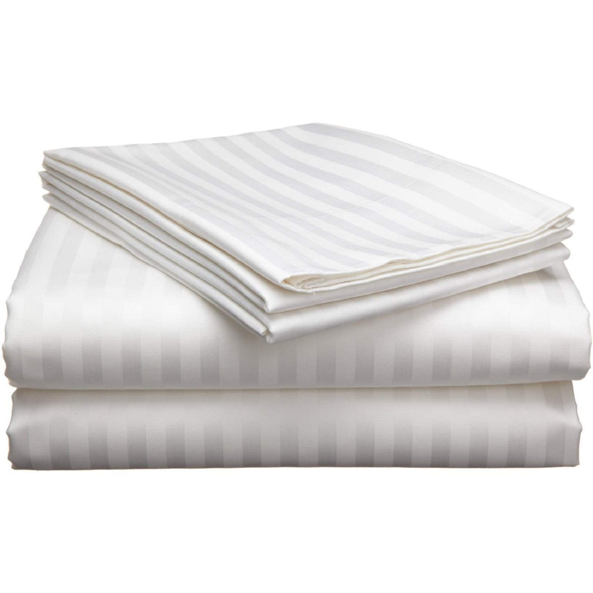 Kuber Industries Double Bedsheet with 2 Pillow Covers|Cotton Material & Satin Stripes|Size 254 x 228 CM (White)