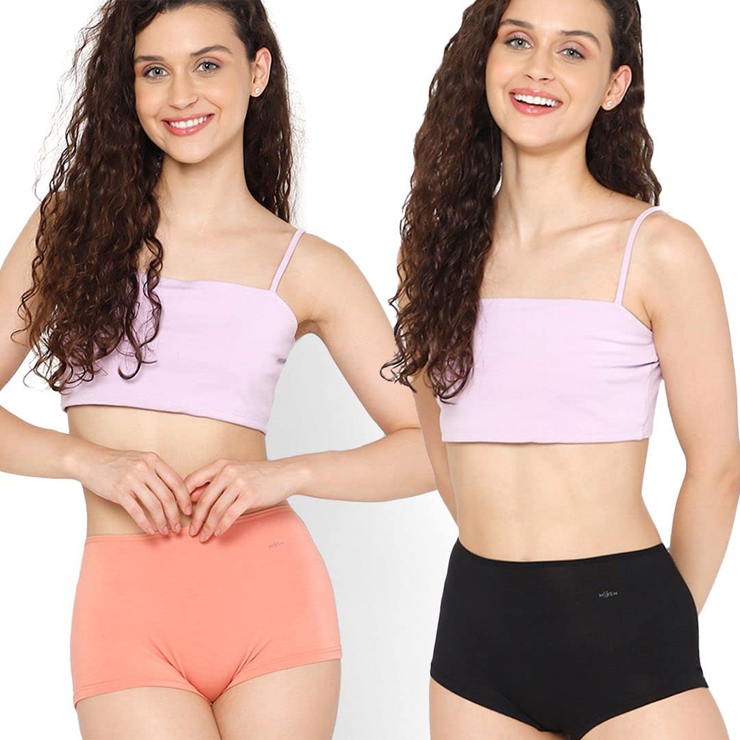 Mush Bamboo Boyshort Panties for Women | Ultra Soft Underwear Breathable, Anti-Odor, Seamless & All Day Comfort Pack of 2