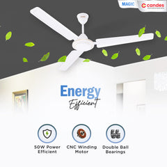 Candes Magic 48 inch /1200 MM High Speed Anti Dust Ceiling Fan, 400 RPM with 2 Years Warranty (White, Pack of 1)