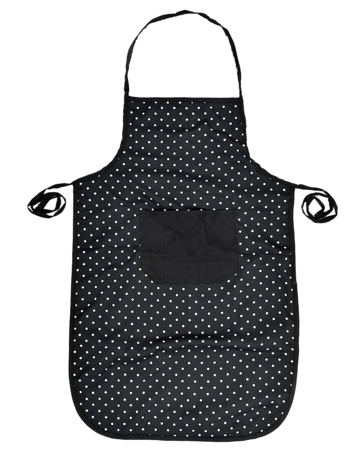 Kuber Industries Dot Printed Oil Stain Resistant Cooking Kitchen Apron for Men Women with 1 Front Pocket (Black)-50KM0718