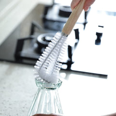 The Better Home Glass and Bottle Cleaning Brush | Normal and Baby Bottle Cleaner Brush | Sleek Wooden Handle & Ultra Soft Bristles