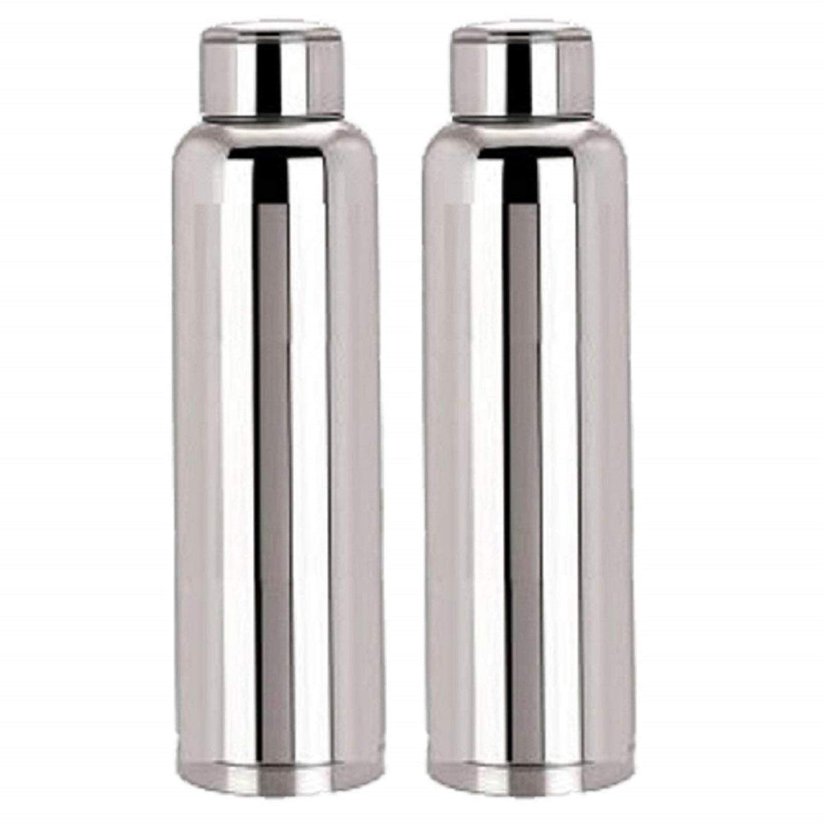 Kuber Industries CTKTC06002 Stainless Steel Water Bottle, 1000ml, 2 Pieces, Silver