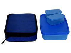 Heart Home Food/Microwave Safe Plastic Lunch Box Set with 2 Small Containers & Cover for School/Office (Red)-50HH01216