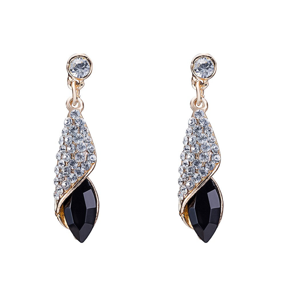 Yellow Chimes Gold Plated Black Crystal Earrings for Women and Girls