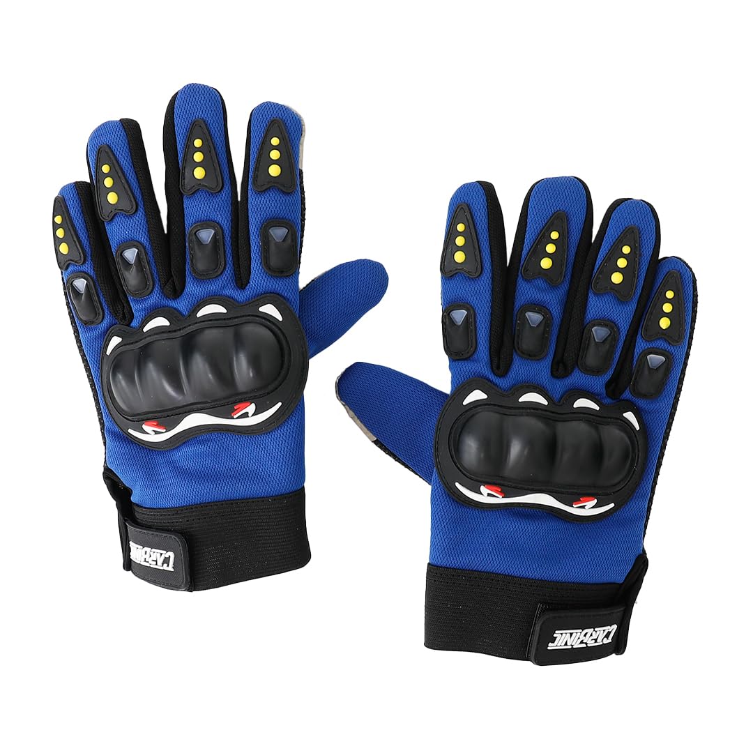 CARBINIC Full Finger Bike Riding Gloves - Polyester, Touch Screen Sensitive, Off-Road Protection for New Age Commuters (XL, Blue, Biking & Cycling) (M, Blue)