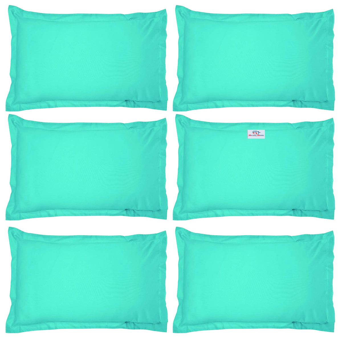 Heart Home Breathable & Soft Cotton Pillow Cover for Sofa, Couch, Bed - 29x20 Inch, Set of 6 (Green) 52HH4038