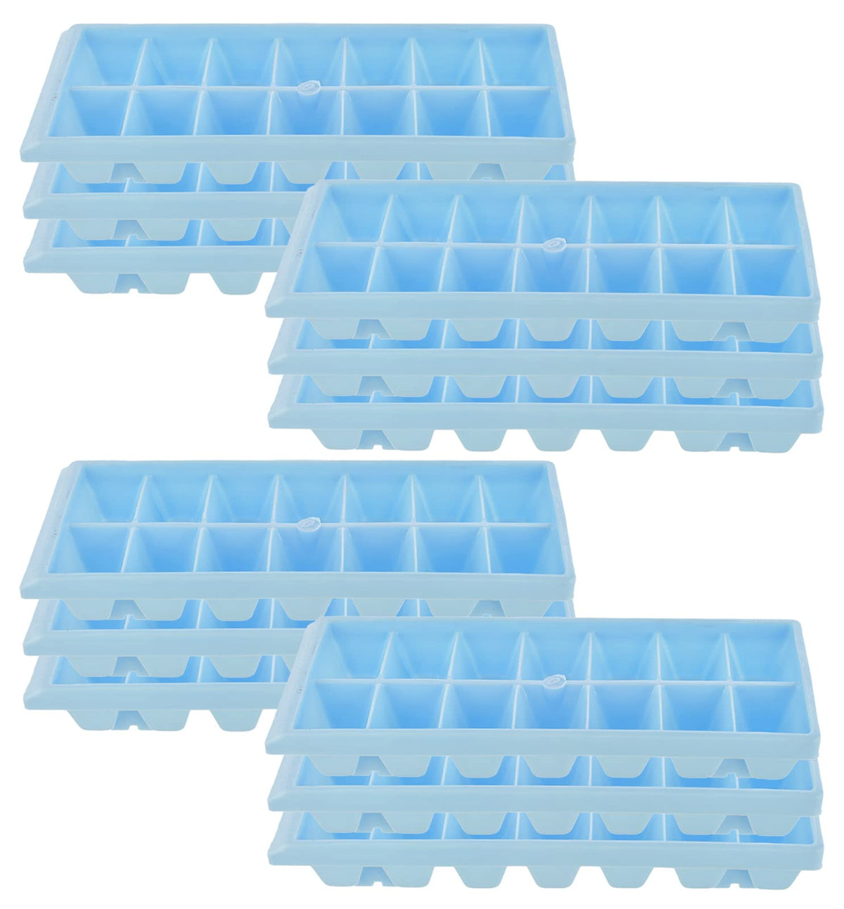 Kuber Industries Plastic Ice Cube Tray Set with 14 Section- Pack of 12 (Blue)-HS43KUBMART25773