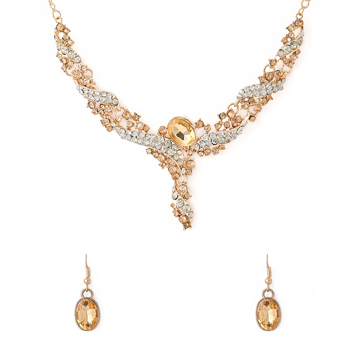 Yellow Chimes Jewellery Set For Women Gold Plated Crystal Studded Necklace Set For Women and Girls