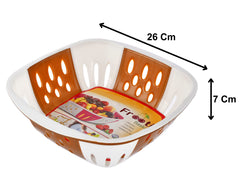 Heart Home Large Multi-Purpose Plastic Storage Baskets for Fruits Vegetables and Kitchen Fridge Dining Table- Pack of 4 (Pink & Brown)-HS42KUBMART25420