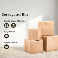Kuber Industries Corrugated Box | 3 Ply Corrugated Packing Box | Corrugated for Shipping | Corrugated for Courier & Goods Transportation | Packing Storage Box | 50 Pcs Set | P01 | Brown