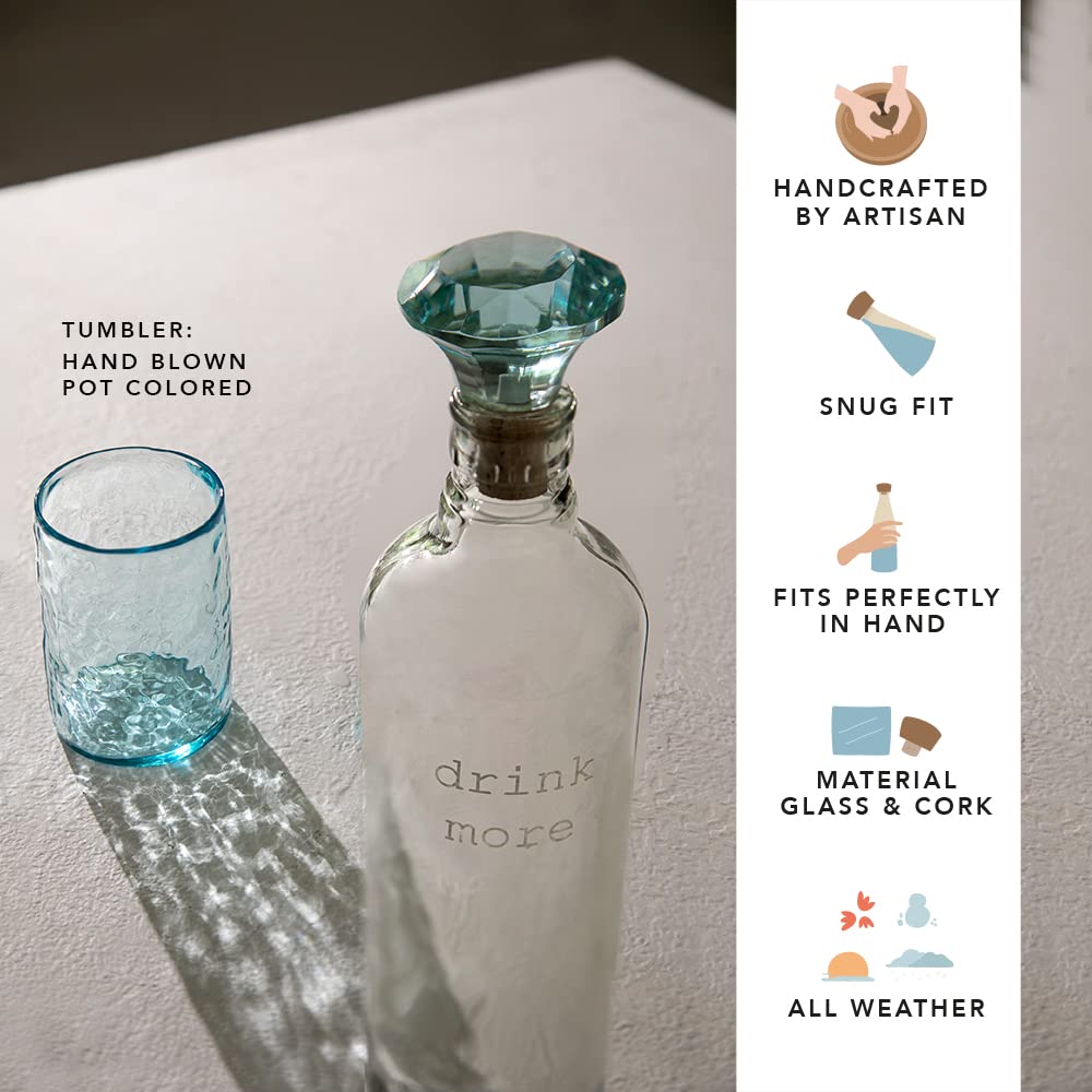Ellementry crown glass bottle with tumbler| 750 ml | Clear | Water Bottle | Milk Bottle | Juice Bottle | Cocktail Bottle | Handcrafted | Sustainable | Food Safe | Form & Function | Set of 2