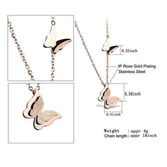 Yellow Chimes Pendant for Women and Girls | Rose Gold Pendant Necklace for Women Western | Stainless Steel Butterfly Shaped Long Chain Pendants | Accessories Jewellery for Women