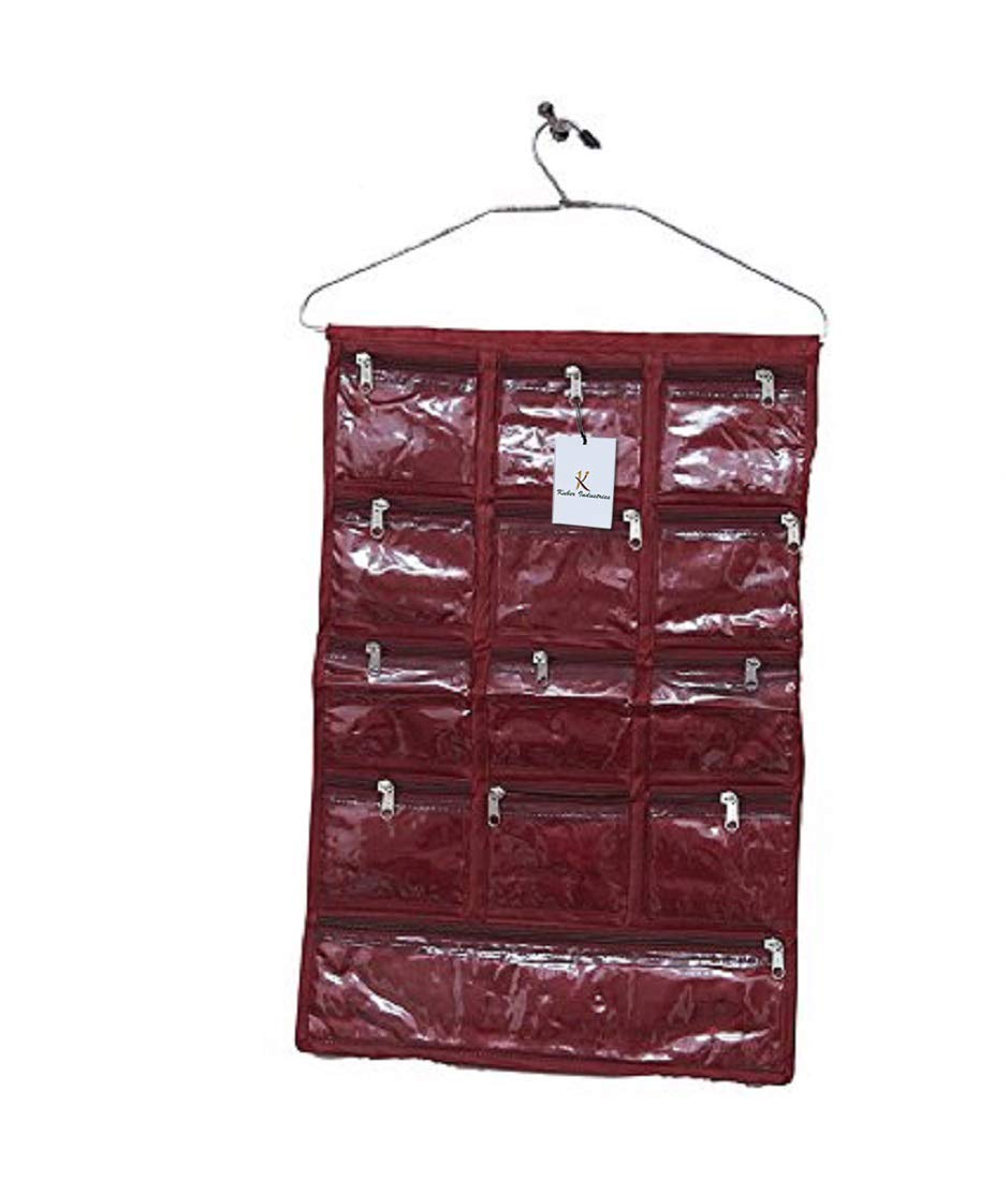 Kuber Industries Satin Bindi Organiser, Maroon, 10 Pockets