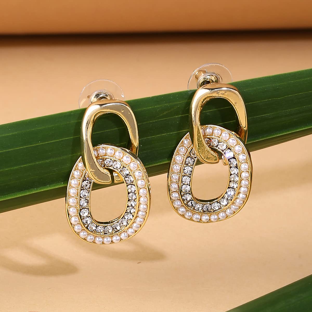 Yellow Chimes Earrings For Women Gold Tone Crystal Studded Connected Geometrical shape Dangling Drop Earrings For Women and Girls