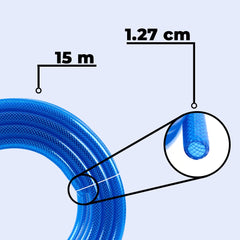 Kuber Industries Basic PVC with Nylon Braided Water Pipe 15 Meter|Multi-Utility Water Pipe for Garden, Car Cleaning & Pet Cleaning|Blue |