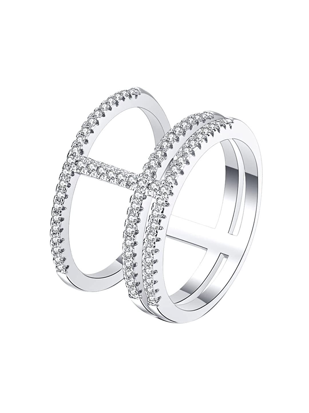 Yellow Chimes Ring for women Elegant Austrian Crystal Studded Silver tonec White colored Ring for Women and Girls (Size US 6)