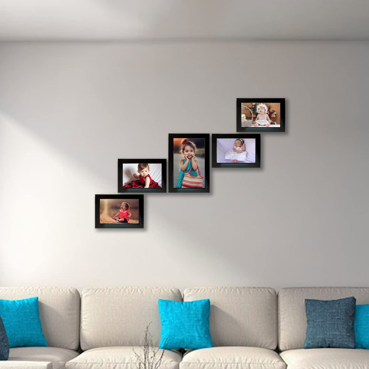 Kuber Industries Collage Photo Frame For Living Room, Wall Set of 5 (Black) Size: 4x6-4 Pc., 5x7-1 Pc.