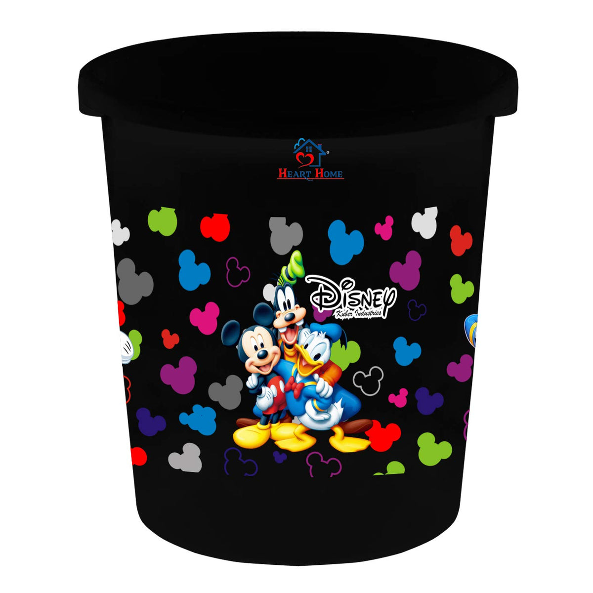 Heart Home Disney Team Mickey Print Plastic Dustbin/Garbage Bin/Waste Bin, 5 Liters (Black) -HS_35_HEARTHS17334