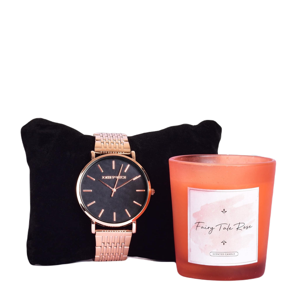 Gleevers Radiant Moments Gift for Women|Gift Box Pack of 2 with Rose Candle (60 gm) & Joker and Witch Watches for Women|Birthday Gift, Anniversary Gift, Valentine Gift, Secret Santa Gifts