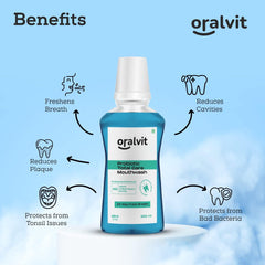 Oralvit Mouth Freshner Combo | Baking Soda Toothpaste & Total Care Mouthwash | For Dental Hygiene and Freshness - Mint  (100g, 300ml)