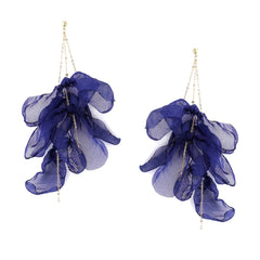 Yellow Chimes Earrings For Women Gold Tone Chain With Hanging Blue Color Petals Dangler Earrings For Women and Girls