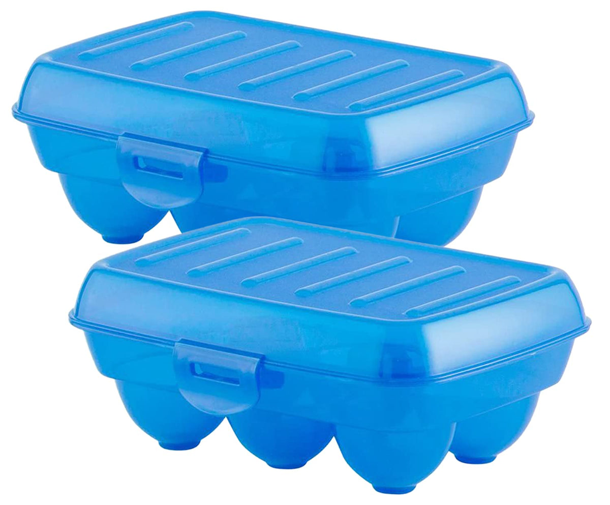 Kuber Industries Portable Food Grade Plastic Egg Holder/Storage Box For 6 Pieces Egg-Pack of 2 (Orange)-46KM0385