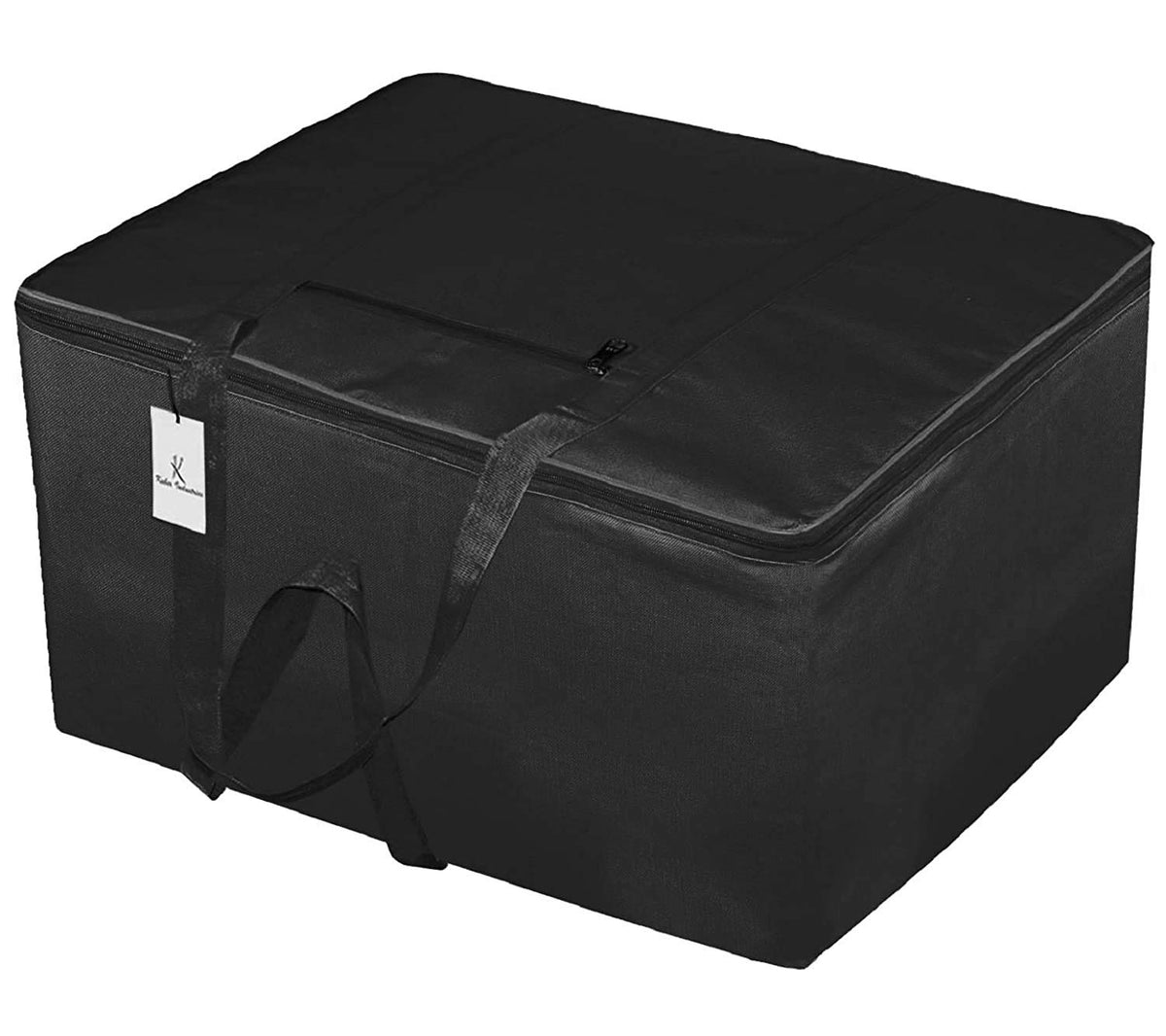 Kuber Industries Small Size Lightweight Foldable Rexine Jumbo Underbed Storage Bag with Zipper and Handle (Black, 45cm X 25cm X 38cm) (F_26_KUBMART016794)