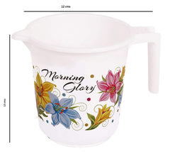 Kuber Industries Floral Print 4 Pieces Unbreakable Strong Plastic Bathroom Mug, 500 ML (White)