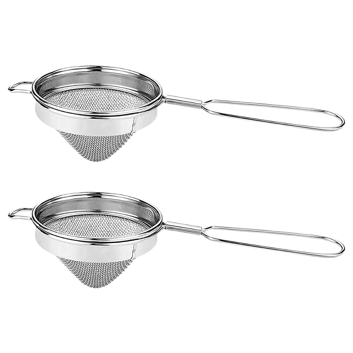 Kuber Industries Double Mesh Stainless Steel Strainer for Cocktails, Tea Herbs, Coffee & Drinks- Pack of 2 (Silver), Standard