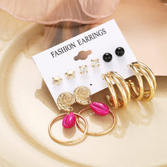Yellow Chimes Combo Earrings for Women Set of 5 Pairs Gold Plated Combo Studs Hoop Earrings Set For Women And Girls