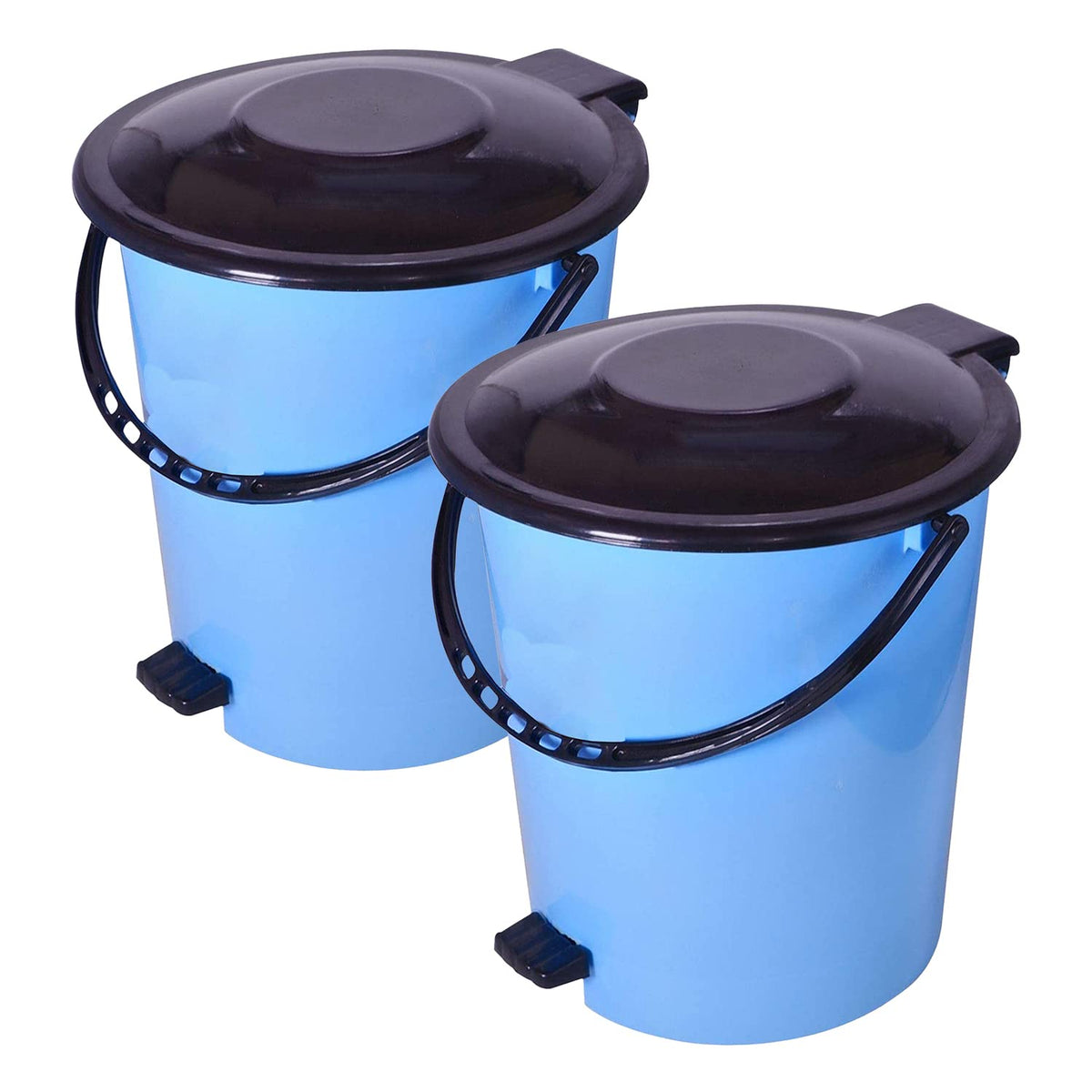 Kuber Industries Pedal Dustbin|Plastic Pedal Dustbin|Kitchen Waste Paper Bin|Dustbin For Bedroom|5 Liter Dustbin|Pack of 2 (Sky Blue)