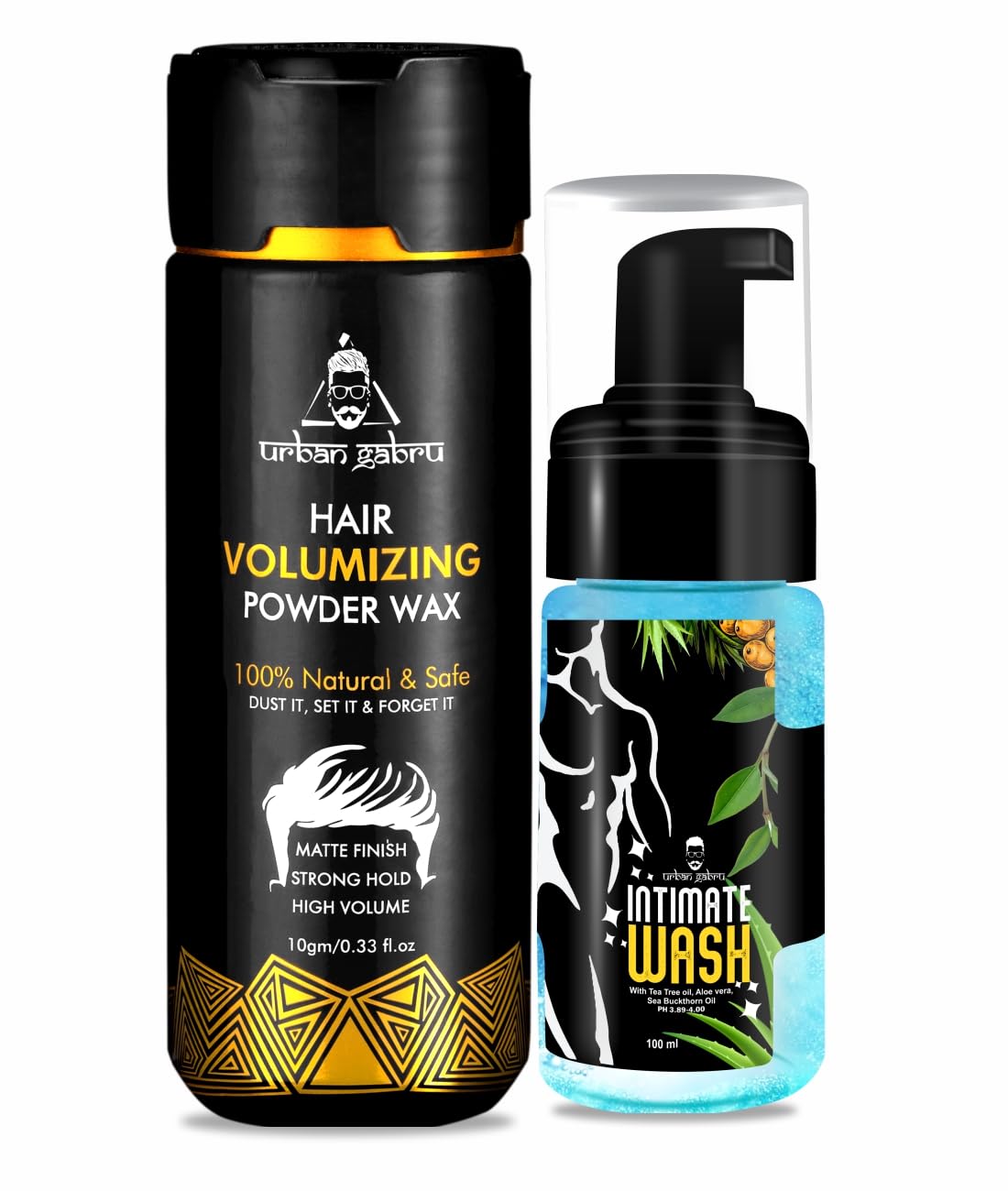 Urbangabru Hair Volumizing Powder 10 GM & Intimate Wash 100 ML - Men's Grooming Combo Kit