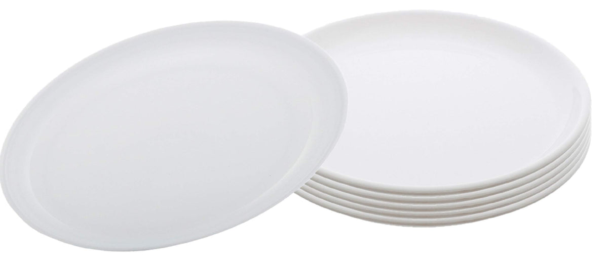 Kuber Industries 6 Pieces Unbreakable Round Plastic Microwave Safe Dinner Plates (White) - CTKTC37526