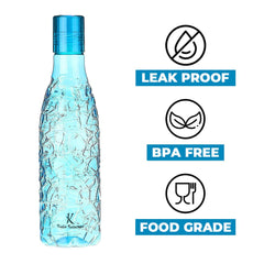 Kuber Industries BPA-Free Plastic Water Bottle | Leak Proof, Firm Grip, 100% Food Grade Plastic Bottles | Unbreakable, Freezer Proof, Fridge Water Bottle | Pack of 4 - Blue