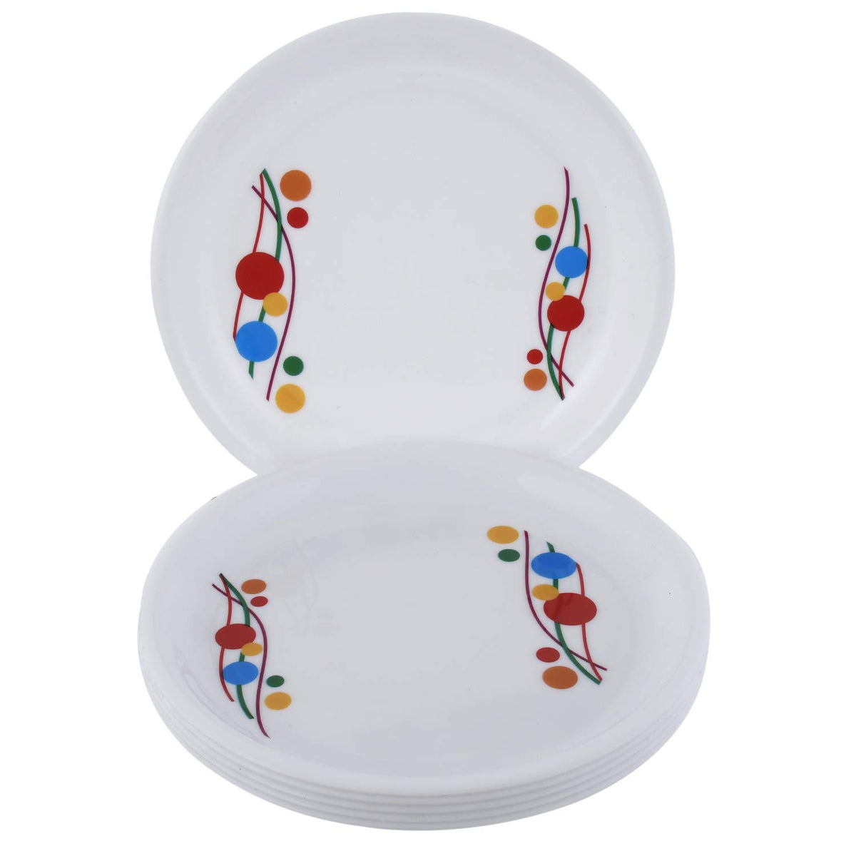 Kuber Industries Plastic Dinner Plates - 6 Pieces, White