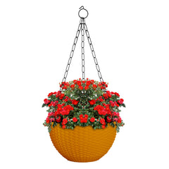Kuber Industries Plastic Hanging Flower Pot for Balcony & Railing Set of 4 (Yellow) 53KM3847