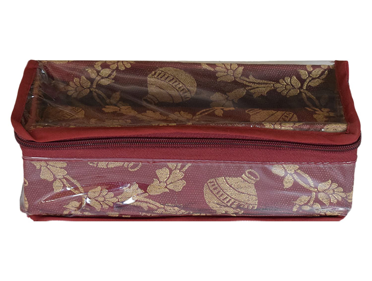 Kuber Industries Multipurpose Matka Pattern Laminated 1 Rod Bangle Box/Organizer/Case With Tranasparent Top (Maroon)-47KM0457