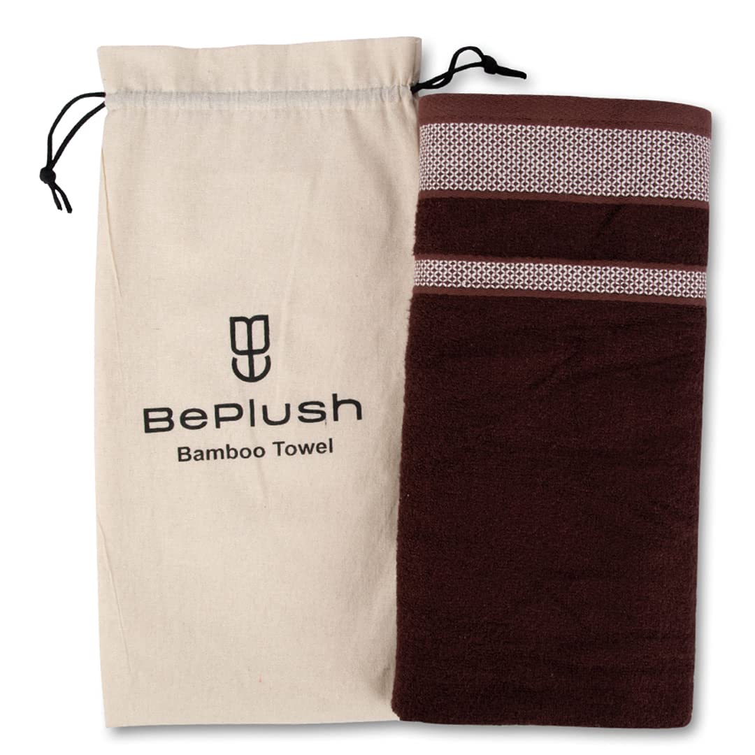 BePlush Zero Twist Bamboo Towels for Bath | Ultra Soft, Highly Absorbent, Quick Dry, Anti Bacterial Bamboo Bath Towel for Men & Women || 450 GSM, 29 x 59 Inches (1, Brown)