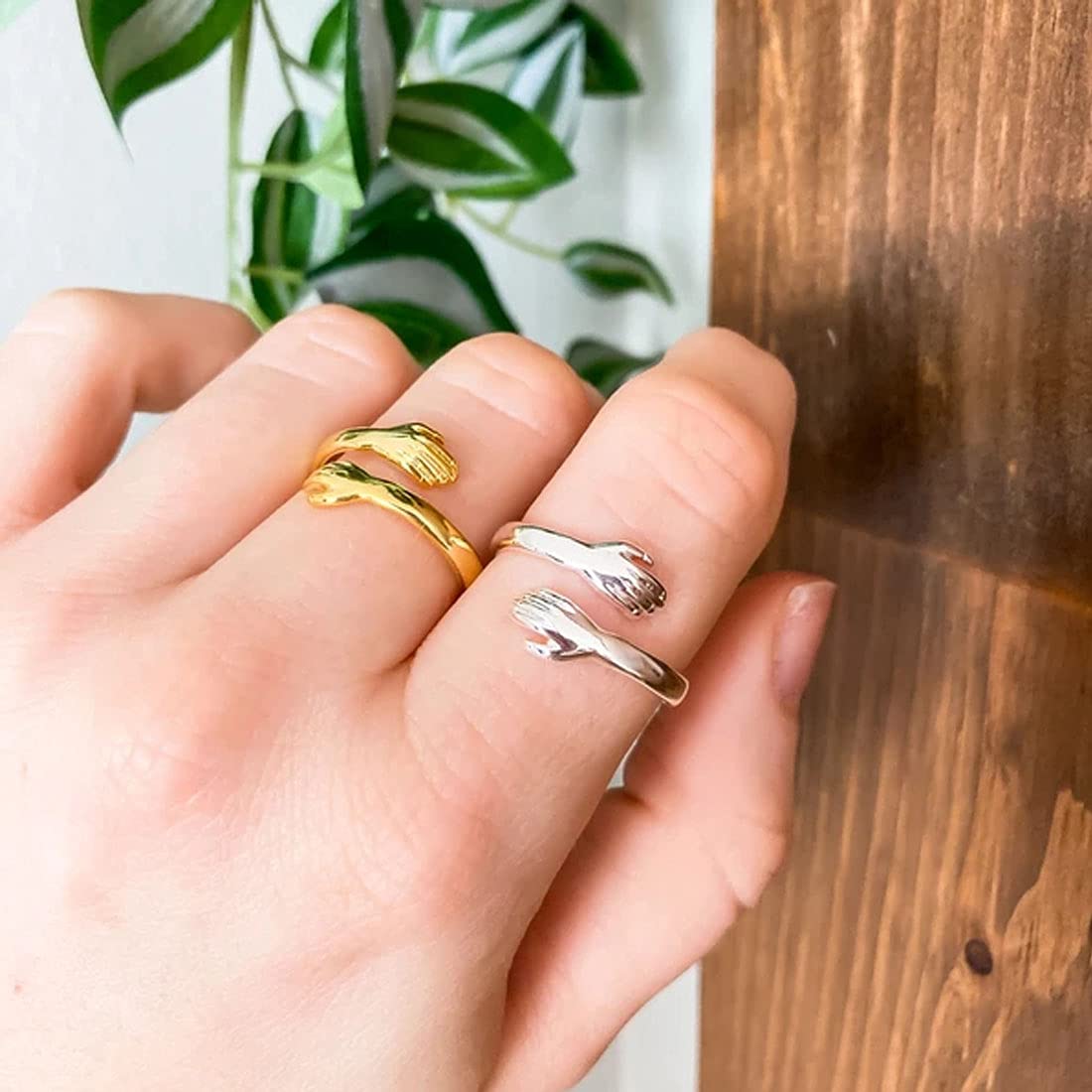 Unisex Rose and white gold diamond set wedding ring set