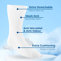 Dr Foot Diabetic&Arthritis Socks|Anti-Microbial&Anti-Odour Socks|Ultra-Soft Cushioned Sole|Prevents Injuries&Blisters|Premium Combed Cotton|Unisex,Free Size|2 Pairs (Black,White),Ankle length