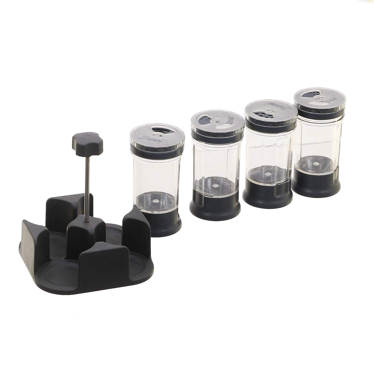 Heart Home Multipurpose Plastic Spice Container Salt & Pepper Shaker 4 Pieces Condiment Set (Grey) - CTHH014437